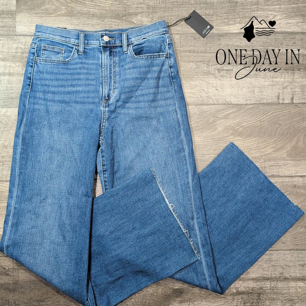 Joe's Jeans High Rise Wide Leg Jeans Medium Wash Raw Hem NWT Size 6 (28)